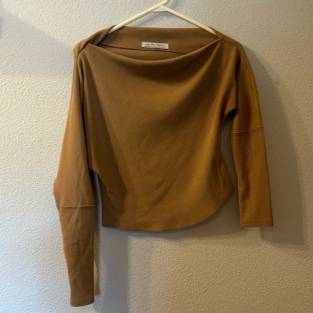 We The Free Brown Off-the-Shoulder Sweater